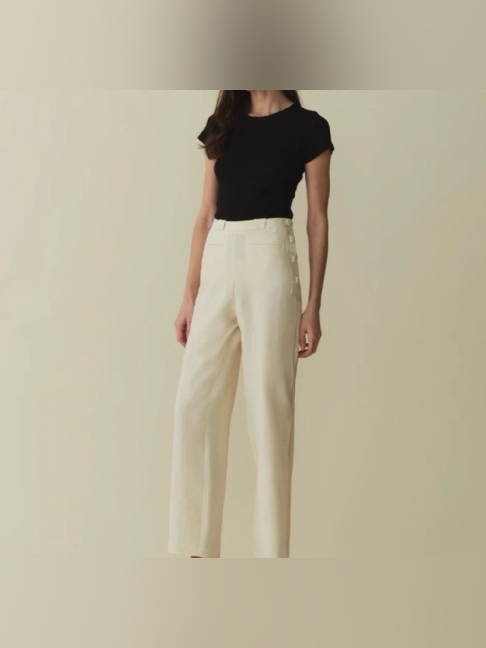 Doen Solene‎ Pant High Rise Straight Wide Leg Cotton Trouser Antler Size 27